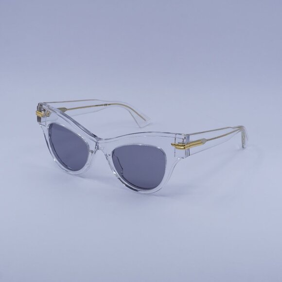 Bottega Veneta BV1004S 002 Sunglasses Transparent Cat Eye Frame, Grey Lenses - Picture 1 of 11